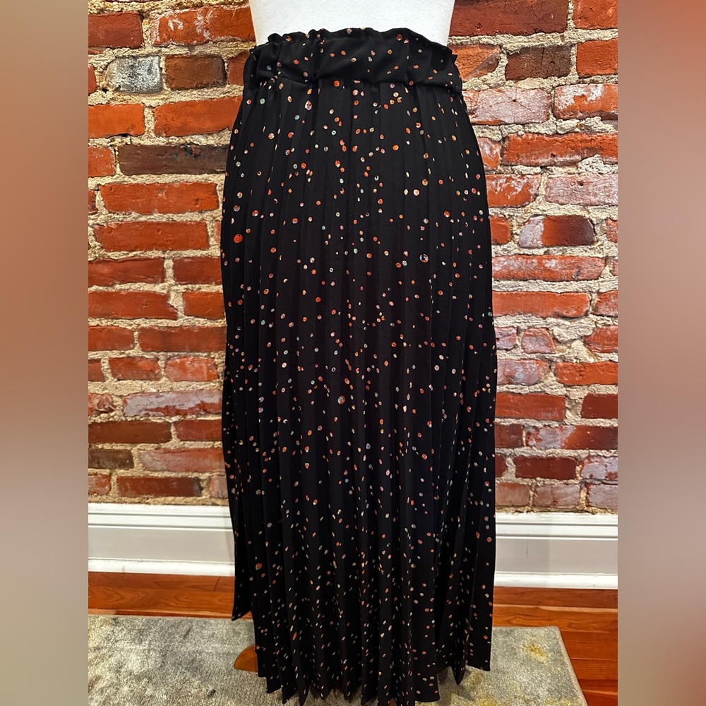 T Tahari midi skirt.  Black with multi color dots.  Size S